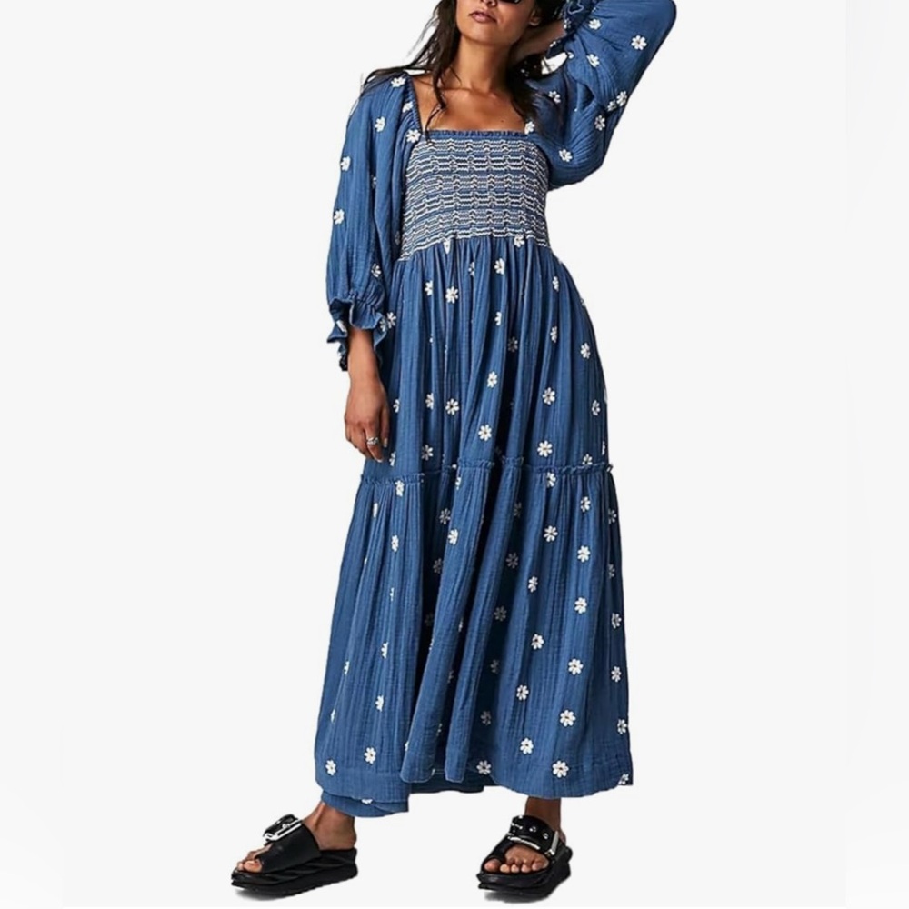 Amazon Blue Floral Maxi Dress